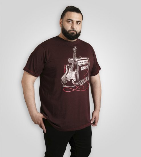 D555 Barnsley Guitar and Amp Crew Neck T-Shirt Burgundy - Pólók - Nagyméretű pólók - 2XL-14XL