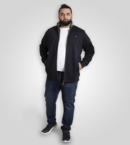 D555 Johnson Zip Through Fleece Sweatshirt with Chest Embroidery Navy - Pulóverek & kapucnis pulóverek - Pulóverek & Kapucnis pulóver 2XL-12XL