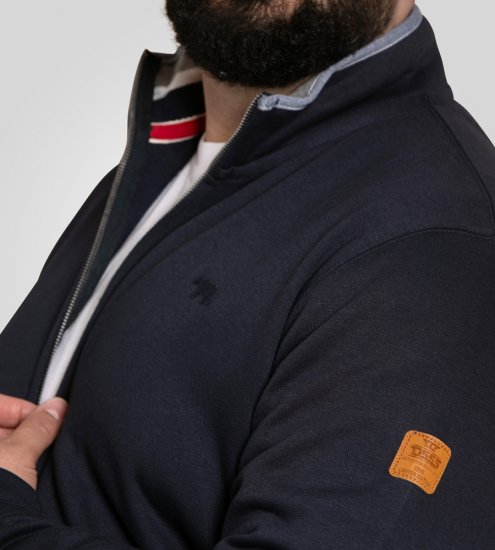 D555 Johnson Zip Through Fleece Sweatshirt with Chest Embroidery Navy - Pulóverek & kapucnis pulóverek - Pulóverek & Kapucnis pulóver 2XL-12XL