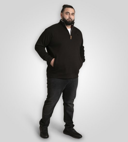 D555 Russel Fleece Sweatshirt with Chest Embroidery Black - Pulóverek & kapucnis pulóverek - Pulóverek & Kapucnis pulóver 2XL-12XL