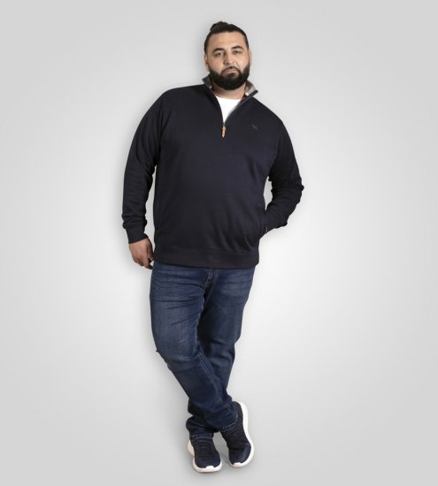 D555 Russel Zip Through Fleece Sweatshirt with Chest Embroidery Navy - Pulóverek & kapucnis pulóverek - Pulóverek & Kapucnis pulóver 2XL-12XL