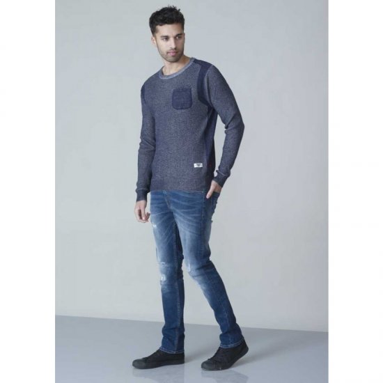 D555 Bryson Crewneck Sweater with Pocket Navy - Pulóverek & kapucnis pulóverek - Pulóverek & Kapucnis pulóver 2XL-12XL