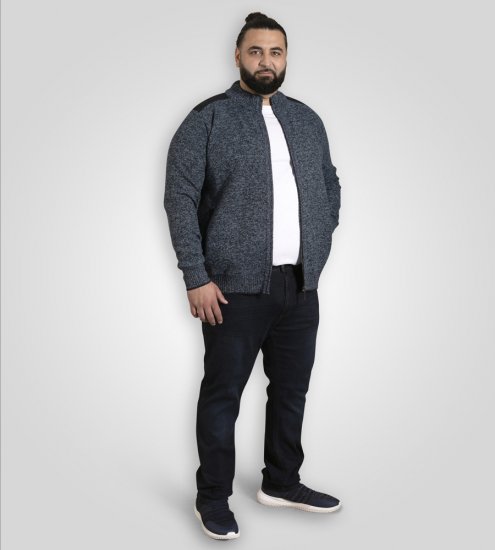D555 Dereham 1 Kötött Kardigán Cipzárral és Béléssel Tengerészkék - Pulóverek & kapucnis pulóverek - Pulóverek & Kapucnis pulóver 2XL-12XL