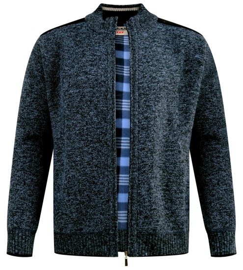 D555 Dereham 1 Kötött Kardigán Cipzárral és Béléssel Tengerészkék - Pulóverek & kapucnis pulóverek - Pulóverek & Kapucnis pulóver 2XL-12XL