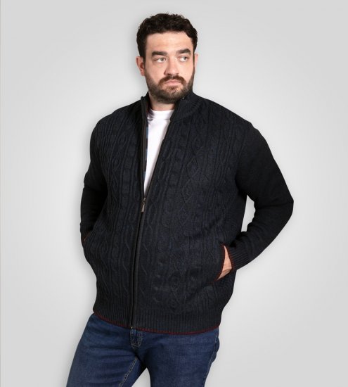 D555 Gillingham Kötött Kardigán Cipzárral és Béléssel Tengerészkék - Pulóverek & kapucnis pulóverek - Pulóverek & Kapucnis pulóver 2XL-12XL