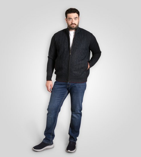D555 Gillingham Kötött Kardigán Cipzárral és Béléssel Tengerészkék - Pulóverek & kapucnis pulóverek - Pulóverek & Kapucnis pulóver 2XL-12XL