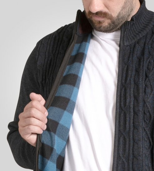 D555 Gillingham Kötött Kardigán Cipzárral és Béléssel Tengerészkék - Pulóverek & kapucnis pulóverek - Pulóverek & Kapucnis pulóver 2XL-12XL
