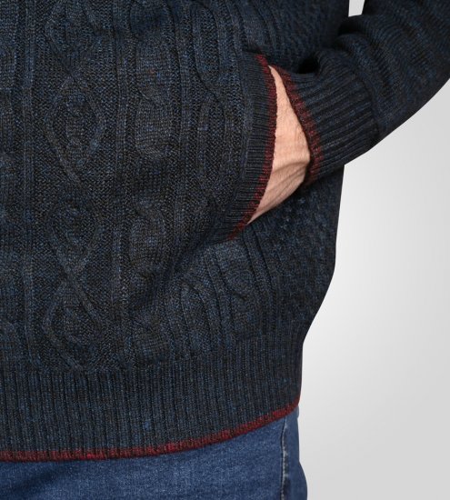 D555 Gillingham Kötött Kardigán Cipzárral és Béléssel Tengerészkék - Pulóverek & kapucnis pulóverek - Pulóverek & Kapucnis pulóver 2XL-12XL