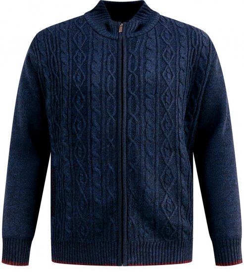 D555 Gillingham Kötött Kardigán Cipzárral és Béléssel Tengerészkék - Pulóverek & kapucnis pulóverek - Pulóverek & Kapucnis pulóver 2XL-12XL