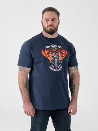 D555 Hockney Póló Motoros Nyomattal Sötétkék - Pólók - Nagyméretű pólók - 2XL-14XL