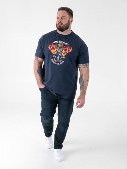 D555 Hockney Póló Motoros Nyomattal Sötétkék - Pólók - Nagyméretű pólók - 2XL-14XL