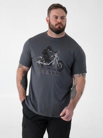 D555 Craig Gorilla Biker Póló Nyomattal Sötétszürke - Pólók - Nagyméretű pólók - 2XL-14XL