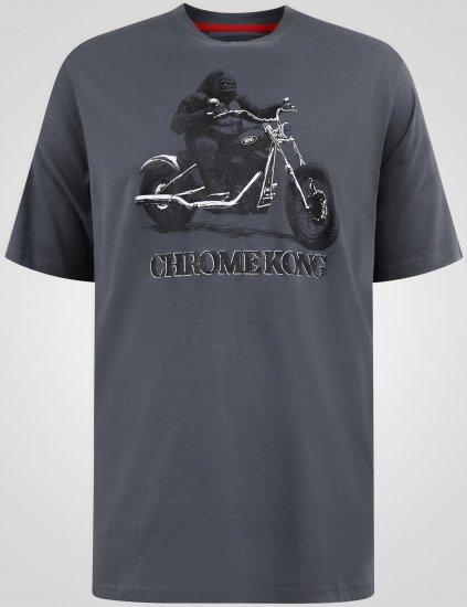 D555 Craig Gorilla Biker Póló Nyomattal Sötétszürke - Pólók - Nagyméretű pólók - 2XL-14XL