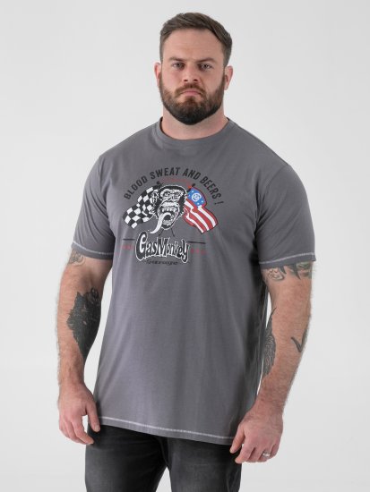 D555 Jasper Official Gas Monkey Póló Nyomattal Szürke - Pólók - Nagyméretű pólók - 2XL-14XL