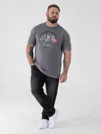 D555 Jasper Official Gas Monkey Póló Nyomattal Szürke - Pólók - Nagyméretű pólók - 2XL-14XL