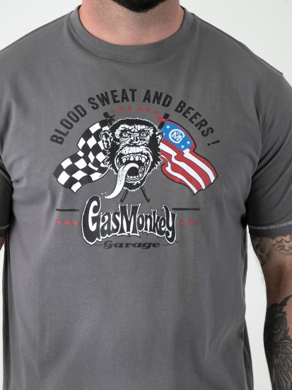 D555 Jasper Official Gas Monkey Póló Nyomattal Szürke - Pólók - Nagyméretű pólók - 2XL-14XL