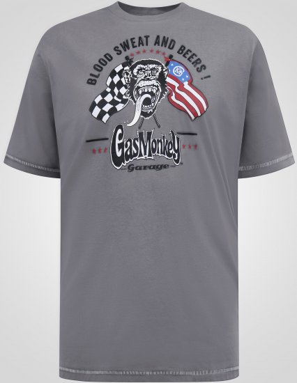 D555 Jasper Official Gas Monkey Póló Nyomattal Szürke - Pólók - Nagyméretű pólók - 2XL-14XL