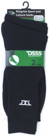 D555 Logan Sports And Leisure Socks 2-Pack Black - Alsónemű & strandruhák - Nagyméretű Alsónemű 2XL-8XL