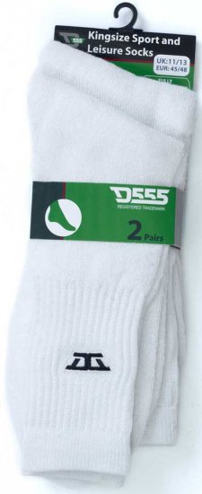 D555 Logan Sports And Leisure Socks 2-Pack White - Alsónemű & strandruhák - Nagyméretű Alsónemű 2XL-8XL