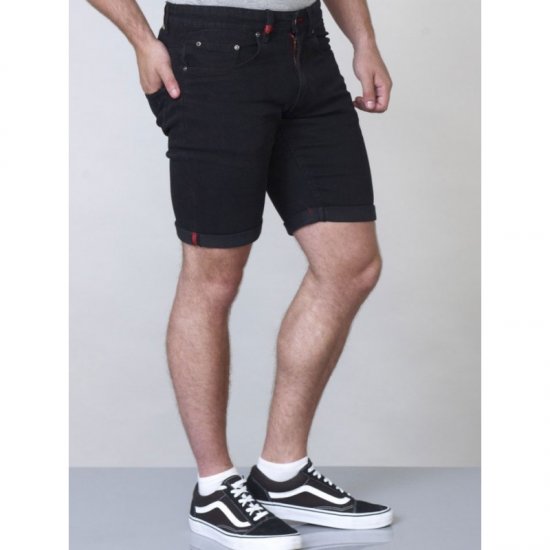 D555 Jude Stretch Denim Shorts Black - Rövidnadrág - Nagyméretű Rövidnadrág W40-W60