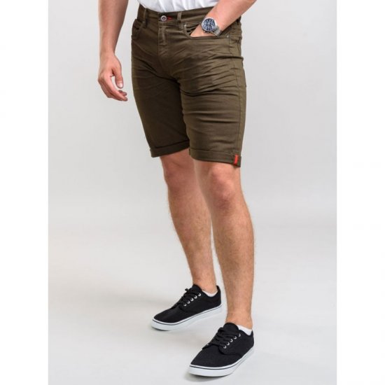 D555 Gilbert Stretch Shorts Khaki - Rövidnadrág - Nagyméretű Rövidnadrág W40-W60