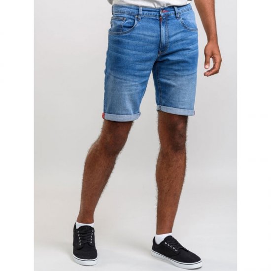 D555 Griffin Denim Shorts Stonewash - Rövidnadrág - Nagyméretű Rövidnadrág W40-W60