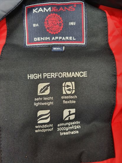 Kam Jeans KV107 Performance Jacket Navy - Kabátok - Nagyméretű Kabátok - 2XL-8XL