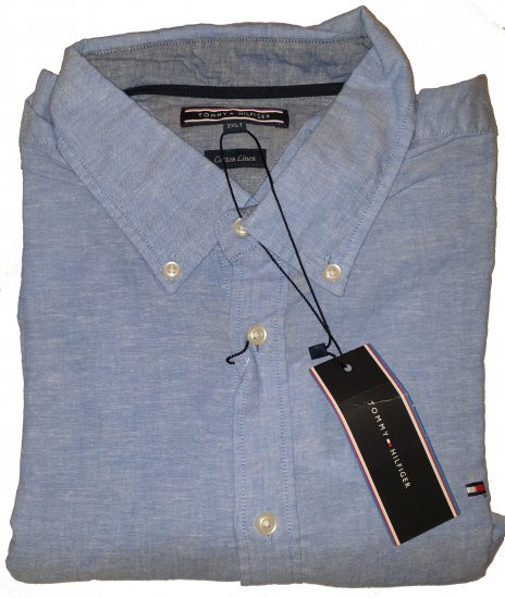 Tommy Hilfiger Cotton/linen Short Sleeve Shirt Blue - Motley őrült áprilisi akciója - 