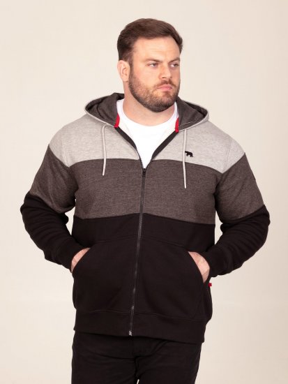 D555 Fitzgerald Zip Through Hoody With Cut & Sew Panels Fekete - Pulóverek & kapucnis pulóverek - Pulóverek & Kapucnis pulóver 2XL-12XL