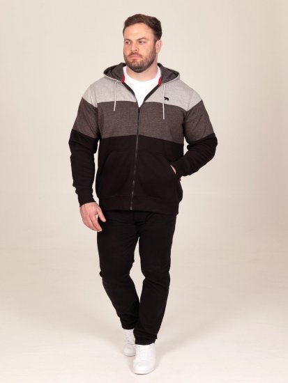 D555 Fitzgerald Zip Through Hoody With Cut & Sew Panels Fekete - Pulóverek & kapucnis pulóverek - Pulóverek & Kapucnis pulóver 2XL-12XL