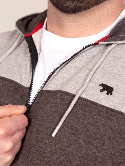 D555 Fitzgerald Zip Through Hoody With Cut & Sew Panels Fekete - Pulóverek & kapucnis pulóverek - Pulóverek & Kapucnis pulóver 2XL-12XL