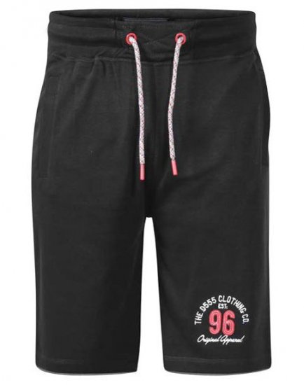 D555 Tompkins 1 Elasticated Waist Shorts Black - Melegítőnadrág & rövidnadrág - Melegítőnadrág & Melegítő Rövidnadrág 2XL-12XL