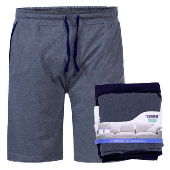 D555 Cobra Two Pack Elasticated Waist Band Jersey Shorts With Pockets - Melegítőnadrág & rövidnadrág - Melegítőnadrág & Melegítő Rövidnadrág 2XL-12XL