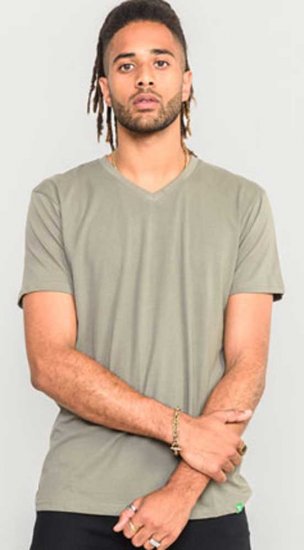 D555 Signature V-neck T-shirt Khaki - Pólók - Nagyméretű pólók - 2XL-14XL