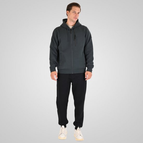 Double Outfitters MTOP-1160 Cipzáras kapucnis pulóver Sötétzöld - Pulóverek & kapucnis pulóverek - Pulóverek & Kapucnis pulóver 2XL-12XL
