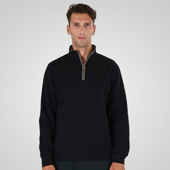 Double Outfitters MTOP-1163 Félcipzáras pulóver Fekete - Pulóverek & kapucnis pulóverek - Pulóverek & Kapucnis pulóver 2XL-12XL