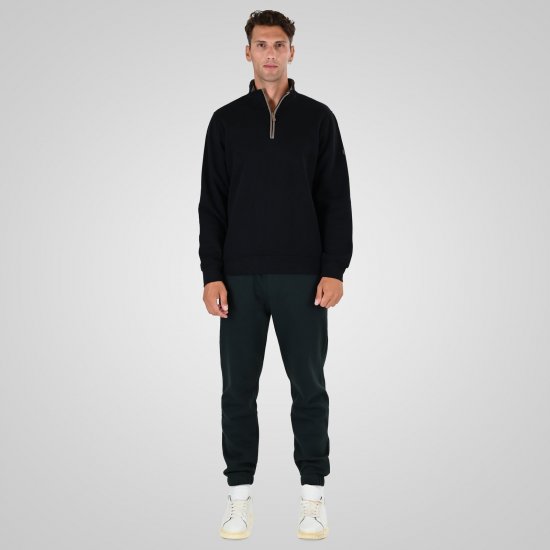 Double Outfitters MTOP-1163 Félcipzáras pulóver Fekete - Pulóverek & kapucnis pulóverek - Pulóverek & Kapucnis pulóver 2XL-12XL