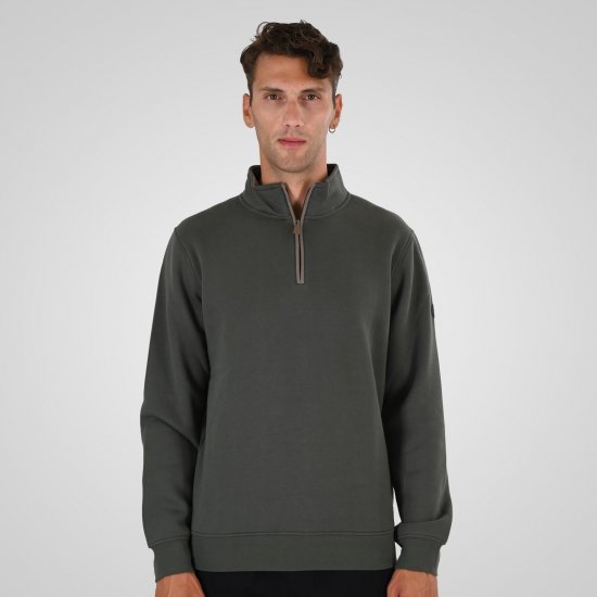 Double Outfitters MTOP-1163 Félcipzáras pulóver Khaki - Pulóverek & kapucnis pulóverek - Pulóverek & Kapucnis pulóver 2XL-12XL