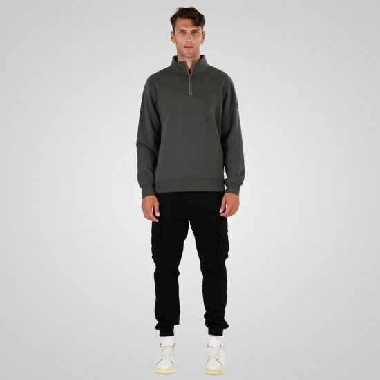 Double Outfitters MTOP-1163 Félcipzáras pulóver Khaki - Pulóverek & kapucnis pulóverek - Pulóverek & Kapucnis pulóver 2XL-12XL