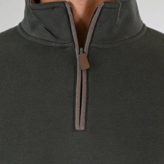 Double Outfitters MTOP-1163 Félcipzáras pulóver Khaki - Pulóverek & kapucnis pulóverek - Pulóverek & Kapucnis pulóver 2XL-12XL