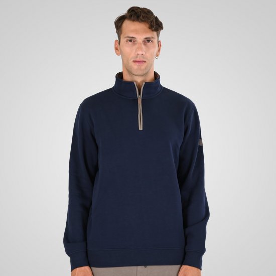Double Outfitters MTOP-1163 Félcipzáras pulóver Tengerészkék - Pulóverek & kapucnis pulóverek - Pulóverek & Kapucnis pulóver 2XL-12XL