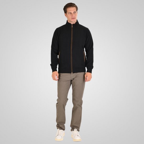 Double Outfitters SEL-1168 Cipzáras pulóver Fekete - Pulóverek & kapucnis pulóverek - Pulóverek & Kapucnis pulóver 2XL-12XL