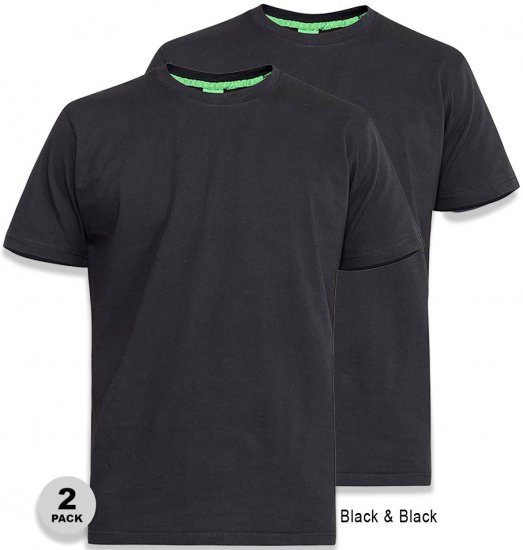 D555 Fenton 2-pack Black/Black T-shirt - Pólók - Nagyméretű pólók - 2XL-14XL