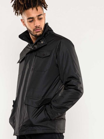 D555 Fargo Five Pocket Jacket With Ribbed Neck and Inner Quilting Black - Kabátok - Nagyméretű Kabátok - 2XL-8XL