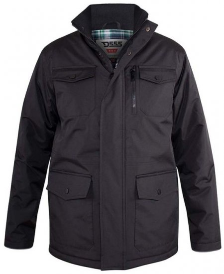 D555 Fargo Five Pocket Jacket With Ribbed Neck and Inner Quilting Black - Kabátok - Nagyméretű Kabátok - 2XL-8XL