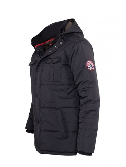 D555 Lonsdale Parka Style Jacket With Embroidery Patch On Sleeve Black - Kabátok - Nagyméretű Kabátok - 2XL-8XL