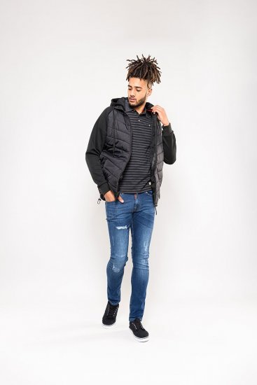 D555 Thorpe Hooded Quilted Jacket With Fleece Sleeves And Removable Fleece Hood - Kabátok - Nagyméretű Kabátok - 2XL-8XL