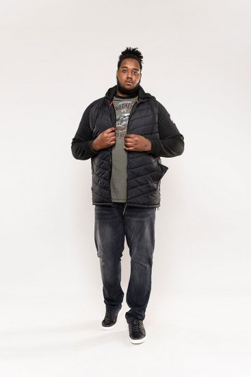 D555 Thorpe Hooded Quilted Jacket With Fleece Sleeves And Removable Fleece Hood - Kabátok - Nagyméretű Kabátok - 2XL-8XL