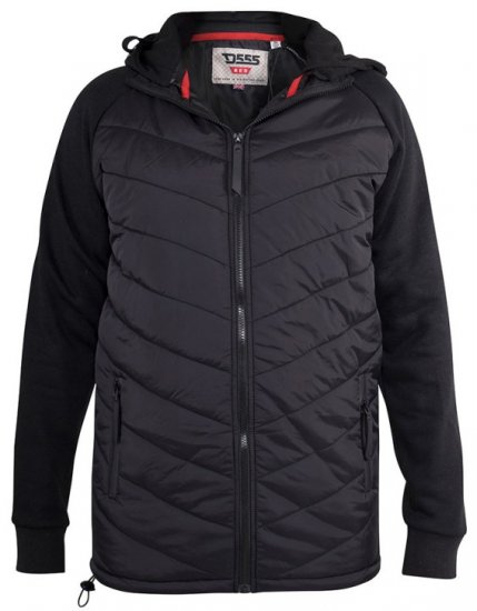 D555 Thorpe Hooded Quilted Jacket With Fleece Sleeves And Removable Fleece Hood - Kabátok - Nagyméretű Kabátok - 2XL-8XL