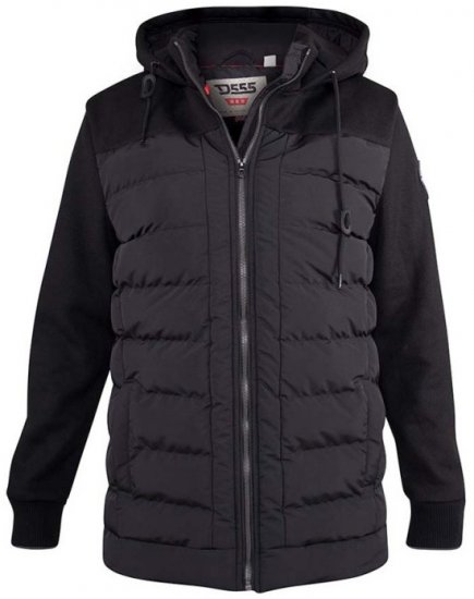 D555 Hampshire Hooded Quilted Jacket Black - Kabátok - Nagyméretű Kabátok - 2XL-8XL